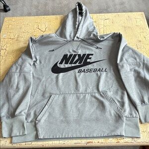 Nike Dri-Fit Heather Gray Baseball Hoodie featuring the backwards K